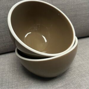 ROYAL NORFOLK 2-pcs White Rimmed Stoneware Ceramic Bowls #0901254B